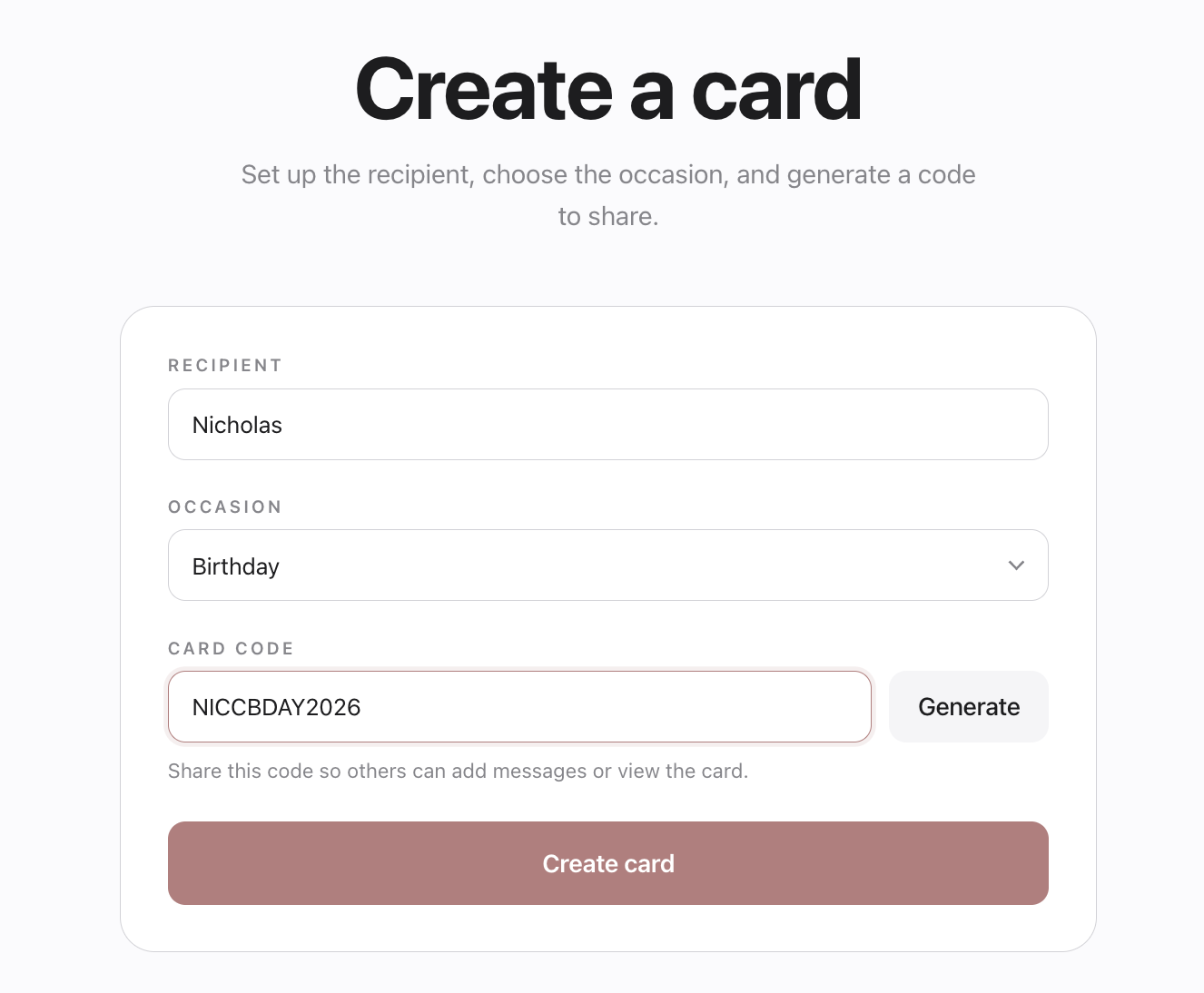Create a card